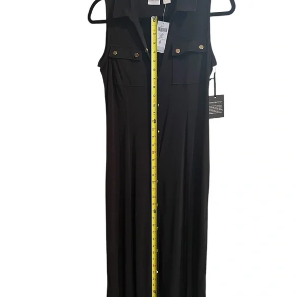 Long black dress from Chico’s with gold buttons NWT very slimming - Picture 4 of 10